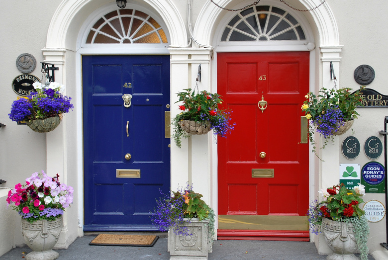 Red and Blue Entrance Doors